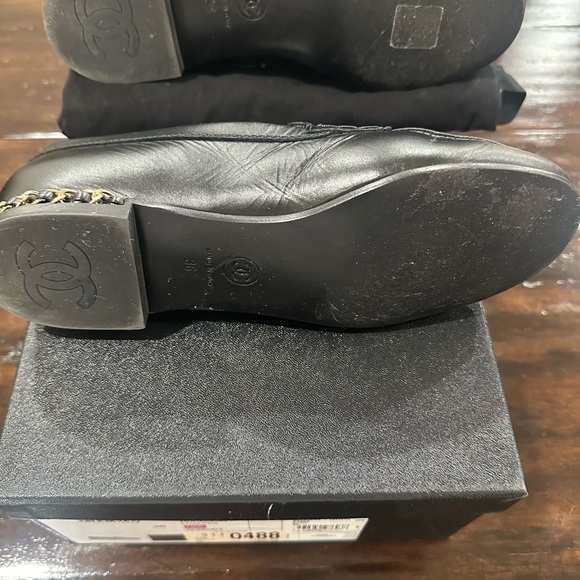 CHANEL Black Leather Slip-On Loafers - Picture 4 of 6